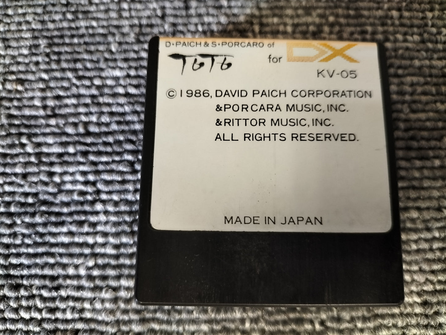 DX7カートリッジ DAVID PAICH&STEVE PORCARO of TOTO VoiceROM for DX7 DX7用音源 ケース付き O22071403